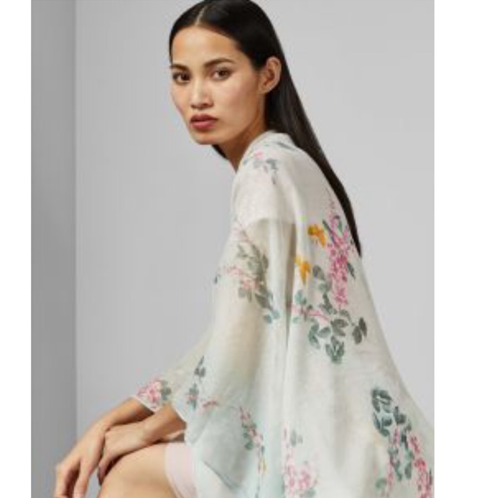 TED BAKER Sorbet Suzana Silk Wrap Scarf Cape
